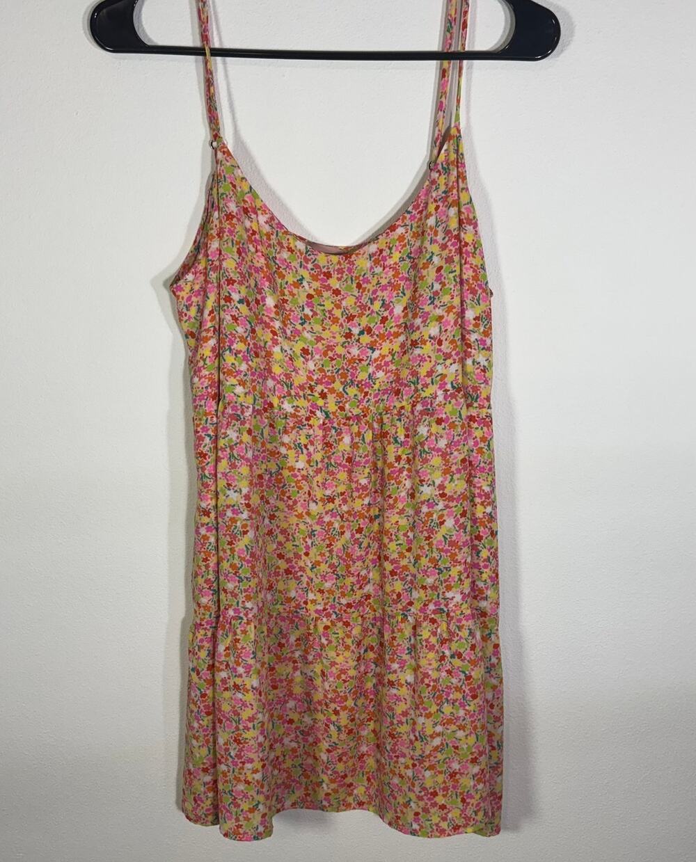 Show Me Your Mumu Floral Tiered Cami Mini Dress Womens Large Pink Orange Yellow